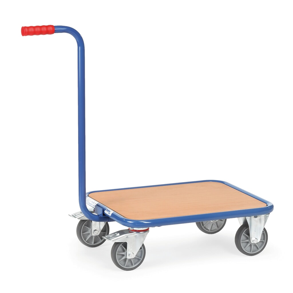fetra® Rouleur à col de cygne, plate-forme en bois, 4 roues, capacité de charge 250 kg N° de l'image du produit 1 : fetra® Rouleur à col de cygne, plate-forme en bois, 4 roues, capacité de charge 250 kg