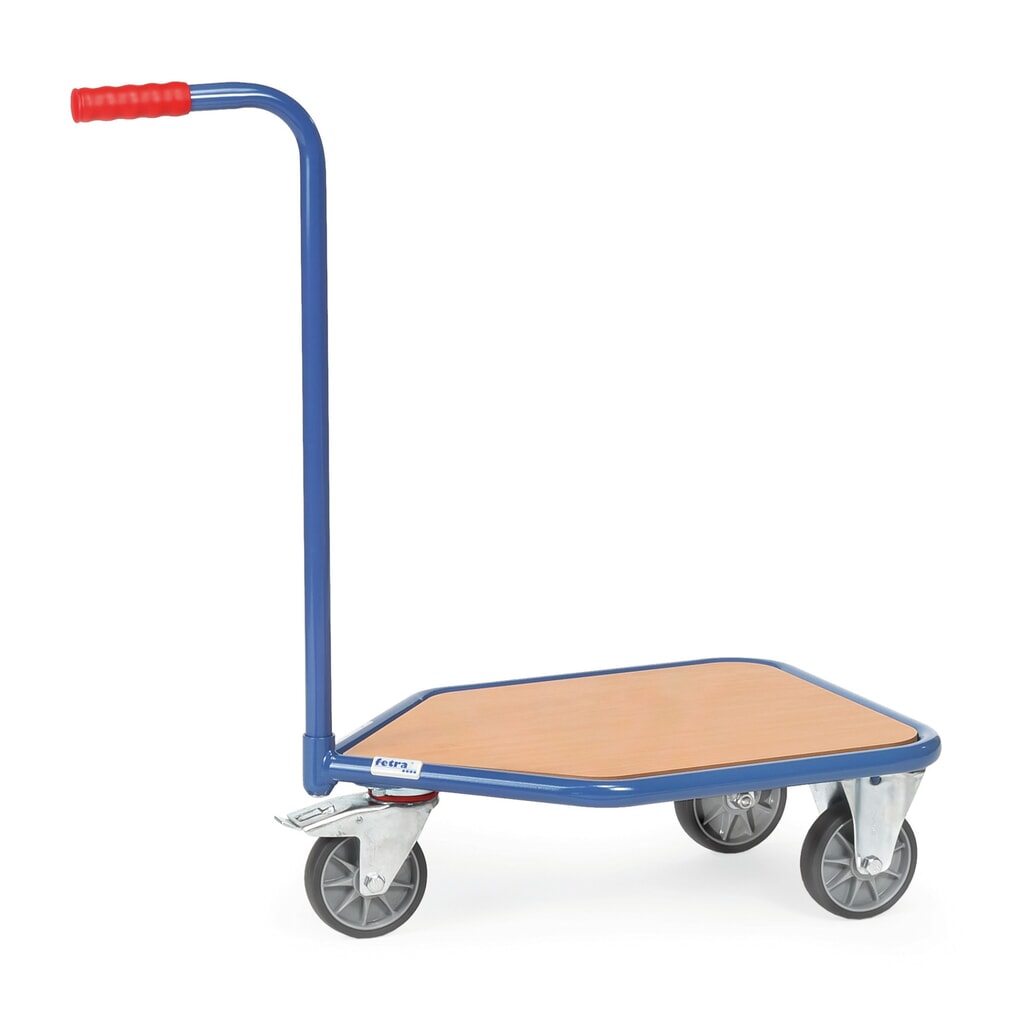 N° de l'image du produit 1 : fetra® Rouleur à col de cygne, plate-forme en bois, 3 roues, capacité de charge 150 kg
