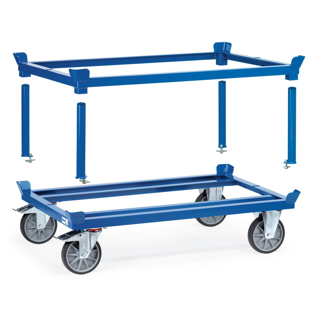 N° de l'image du produit 3 : fetra® Rouleur avec butées d’angle, capacité de charge 750 kg, pour palettes 1 000 x 800 mm, pneumatiques en TPE
