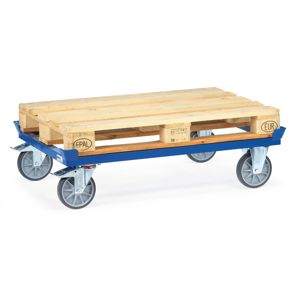 N° de l'image du produit 4 : fetra® Rouleur avec butées d’angle, capacité de charge 750 kg, pour palettes 1 000 x 800 mm, pneumatiques en TPE