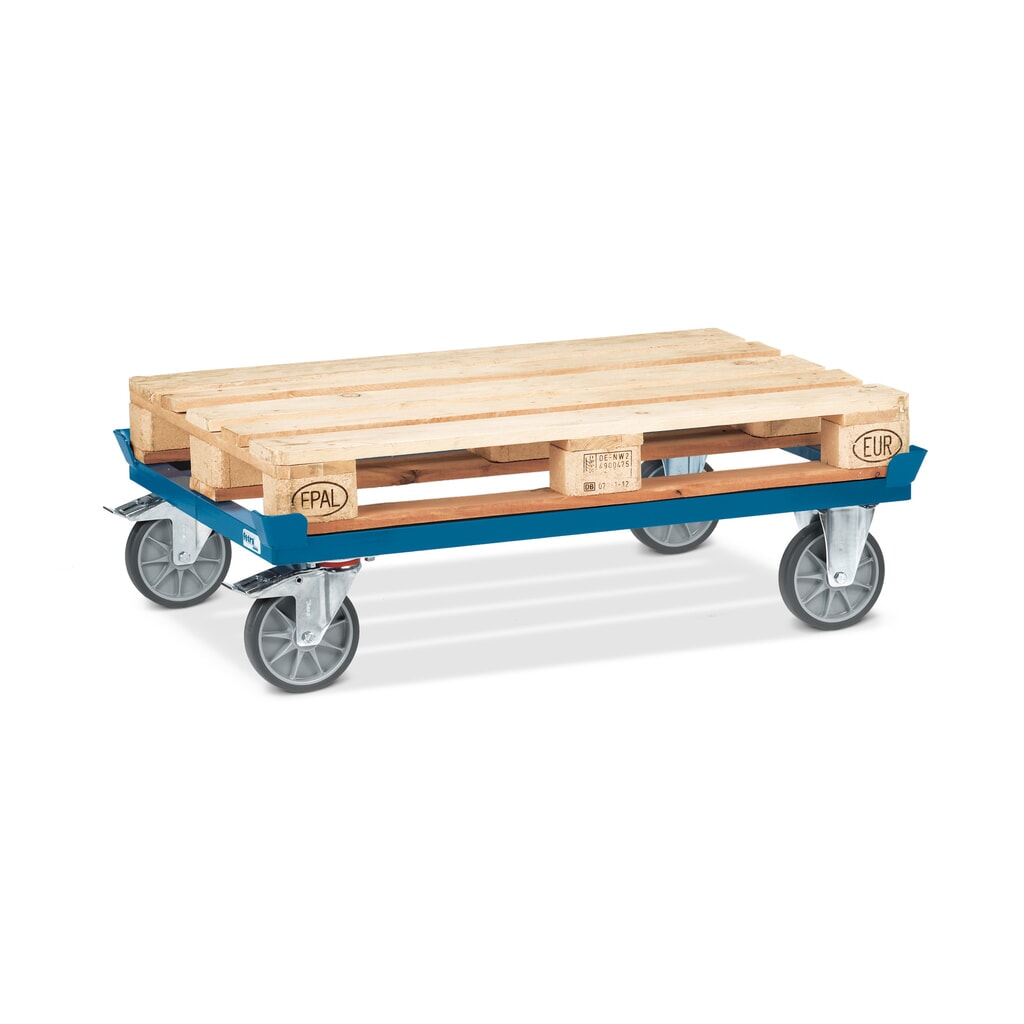 N° de l'image du produit 5 : fetra® Rouleur avec butées d’angle, capacité de charge 750 kg, pour palettes 1 000 x 800 mm, pneumatiques en TPE