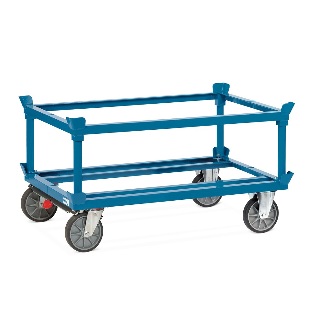 Numéro de l'image du produit 3: fetra® Rouleur avec butées d’angle, capacité de charge 750 kg, pour palettes 1 200 x 800 mm, pneumatiques en TPE, avec frein central