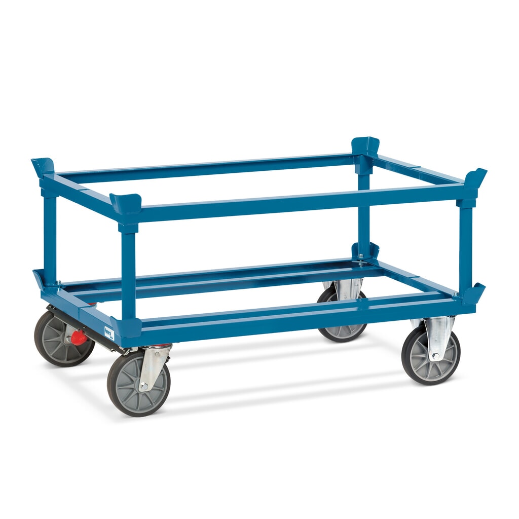 N° de l'image du produit 3 : fetra® Rouleur avec butées d’angle, capacité de charge 750 kg, pour palettes 1 200 x 800 mm, pneumatiques en TPE, avec frein central