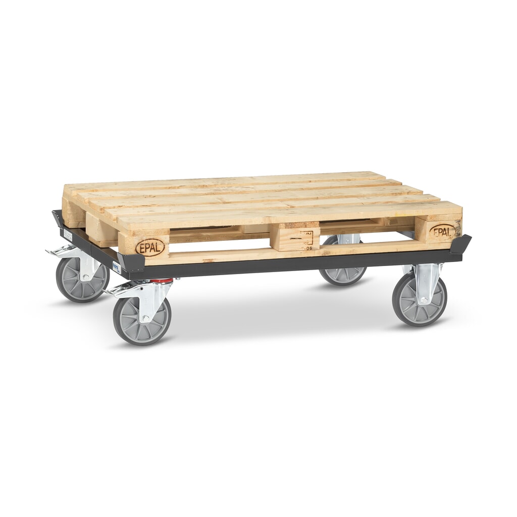 fetra® Rouleur avec butées d’angle, capacité de charge 750 kg, pour palettes 1 200 x 800 mm, pneumatiques en TPE, gris anthracite N° de l'image du produit 3 : fetra® Rouleur avec butées d’angle, capacité de charge 750 kg, pour palettes 1 200 x 800 mm, pneumatiques en TPE, gris anthracite