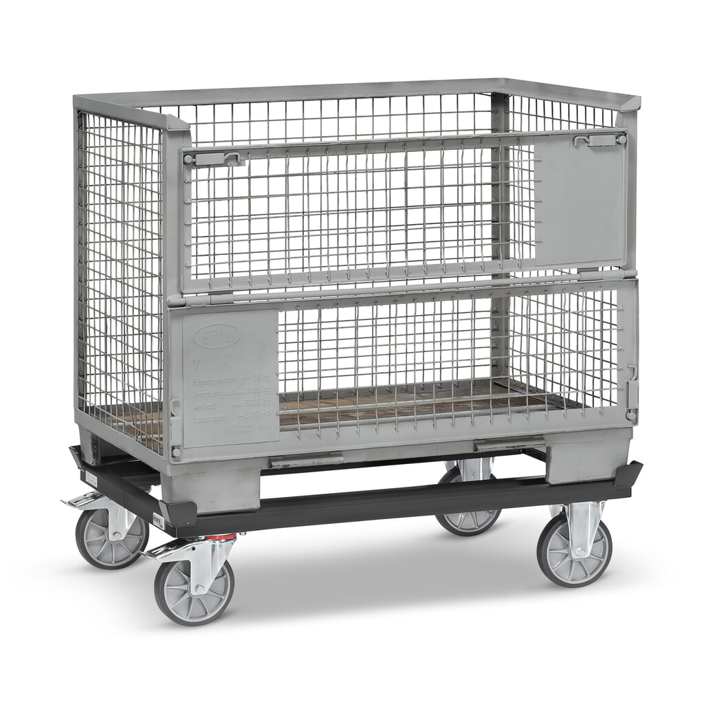 fetra® Rouleur avec butées d’angle, capacité de charge 750 kg, pour palettes 1 200 x 800 mm, pneumatiques en TPE, gris anthracite N° de l'image du produit 4 : fetra® Rouleur avec butées d’angle, capacité de charge 750 kg, pour palettes 1 200 x 800 mm, pneumatiques en TPE, gris anthracite