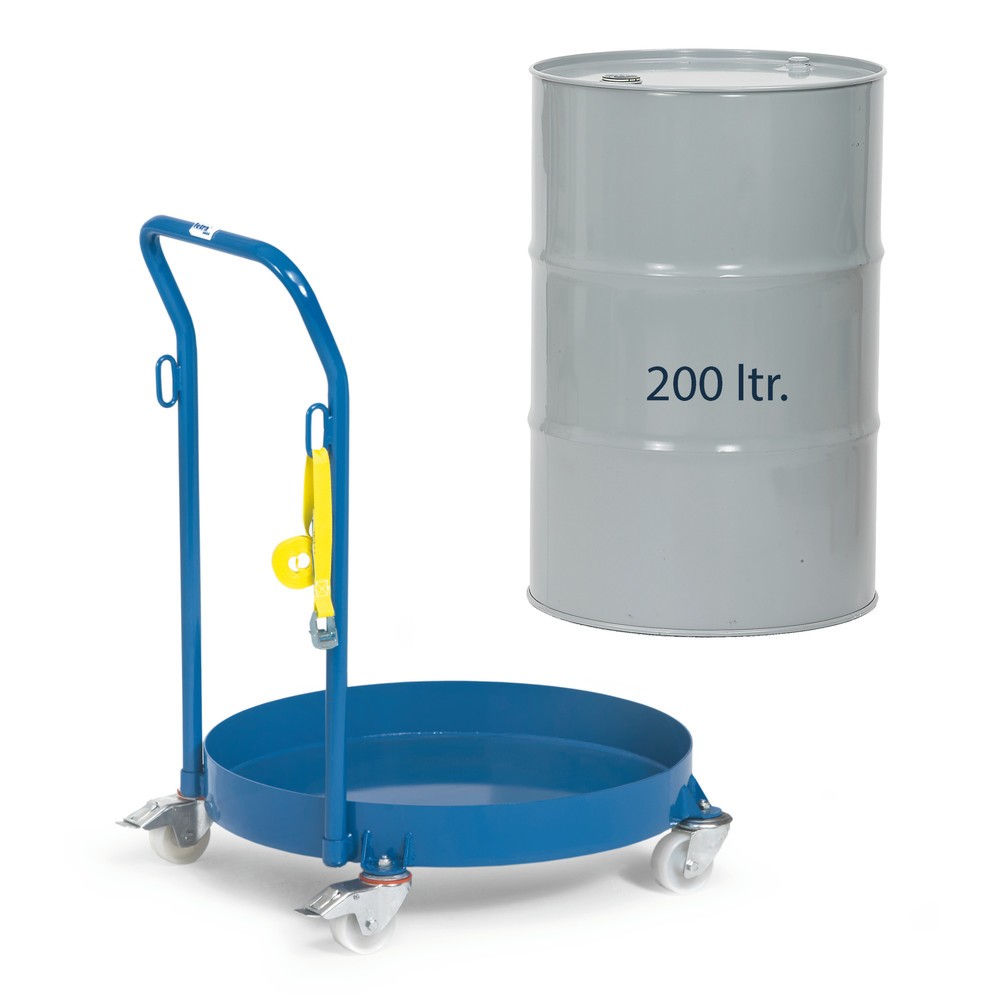Numéro de l'image du produit 2: fetra® Rouleur de fûts, capacité de charge 250 kg, fermé, avec dossier de poussée