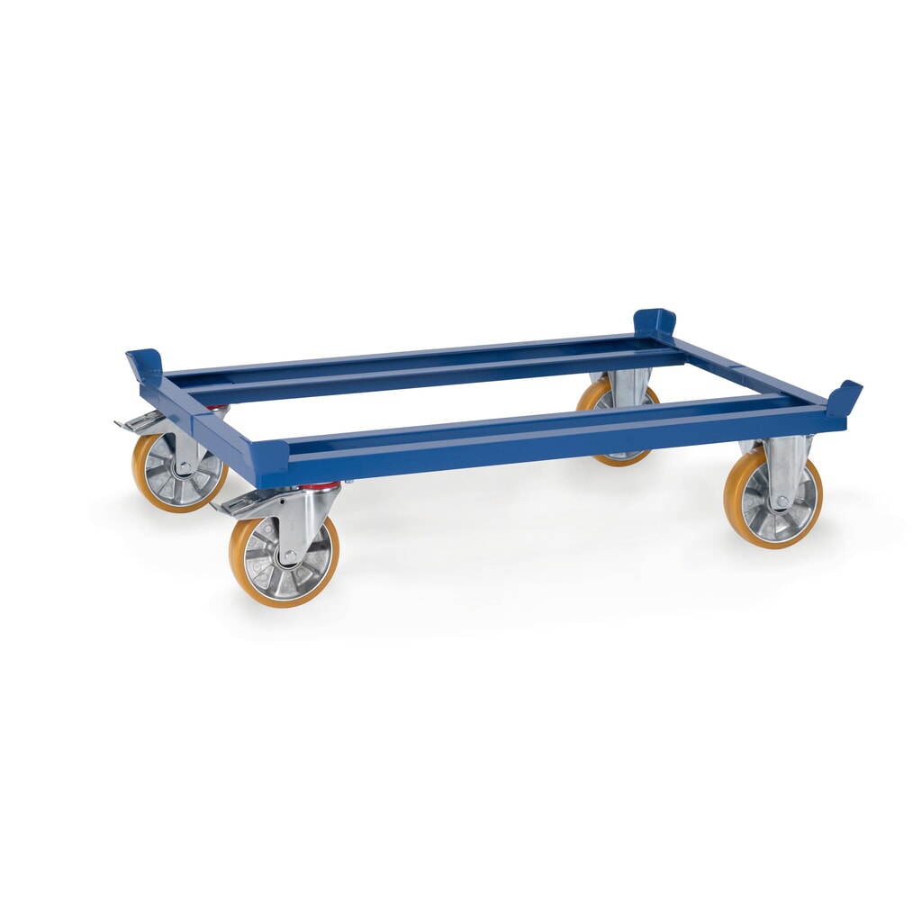 Châssis à palettes fetra®, roues en PU, capacité de charge 1 050 kg, 1 210 x 810 mm, bleu brillant Illustration du produit: Châssis à palettes fetra®, roues en PU, capacité de charge 1 050 kg, 1 210 x 810 mm, bleu brillant