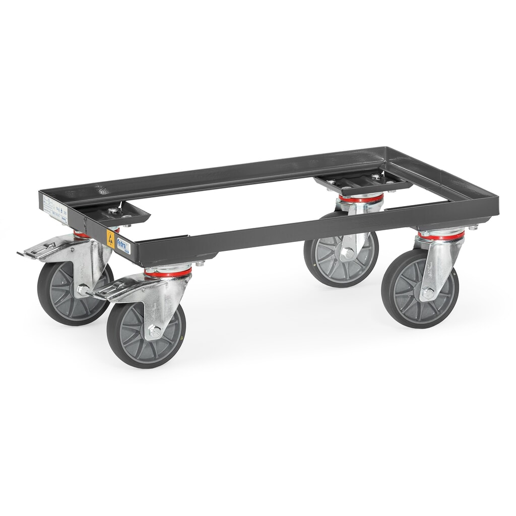 N° de l'image du produit 1 : Rouleur pour bacs Euro ESD fetra®, capacité de charge 250 kg, surfaces de chargement à 405 x 605 mm, sans tablette