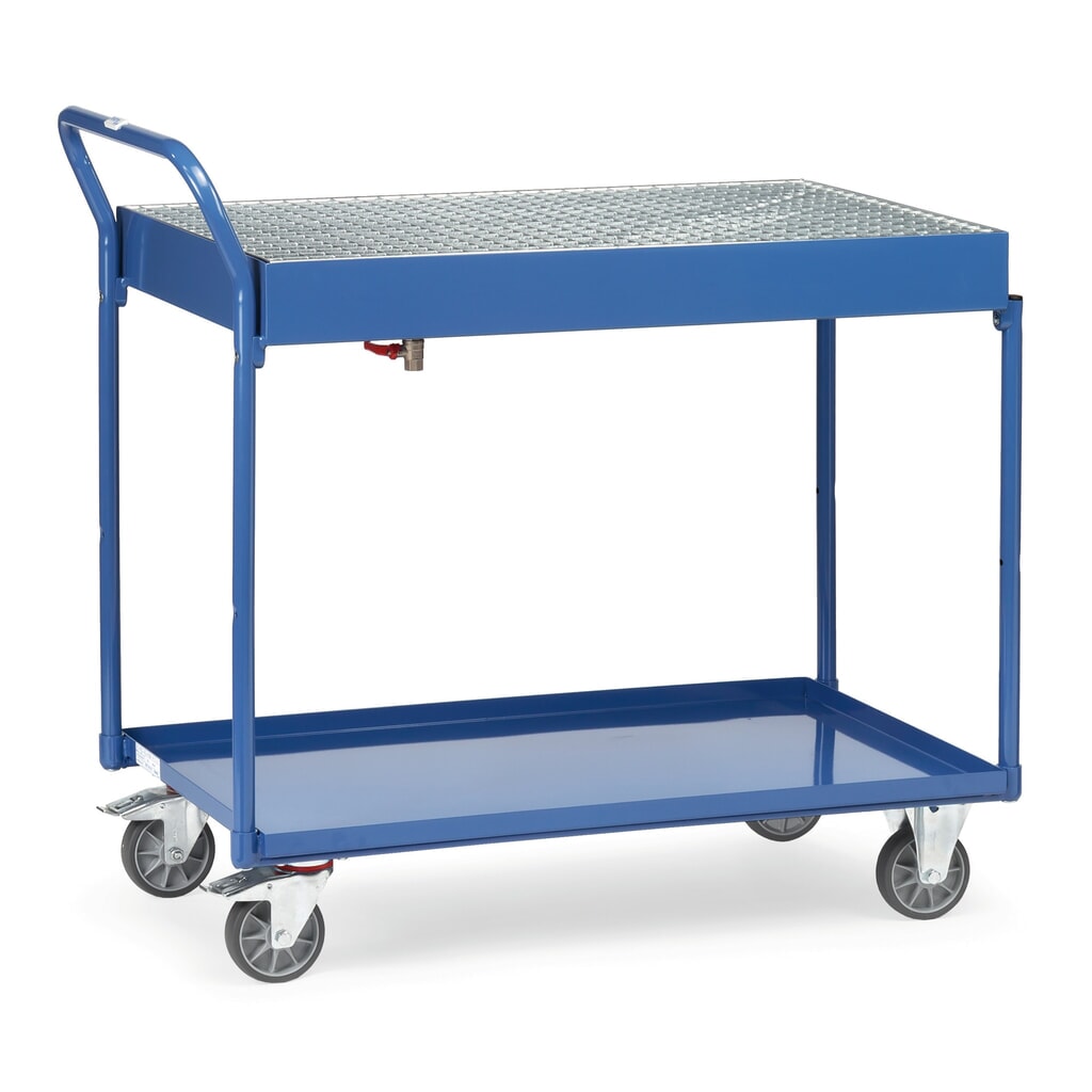 N° de l'image du produit 1 : fetra® Servante avec bacs étanches à l’huile, caillebotis et robinet d’écoulement