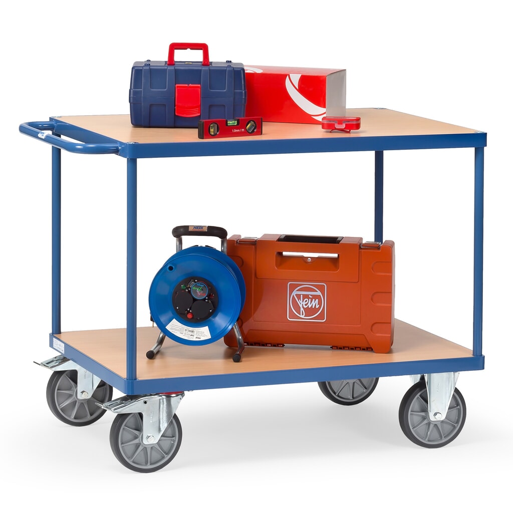 fetra® Servante et chariot de montage lourd, 2 plateaux de 700 x 1 000 mm N° de l'image du produit 3 : fetra® Servante et chariot de montage lourd, 2 plateaux de 700 x 1 000 mm