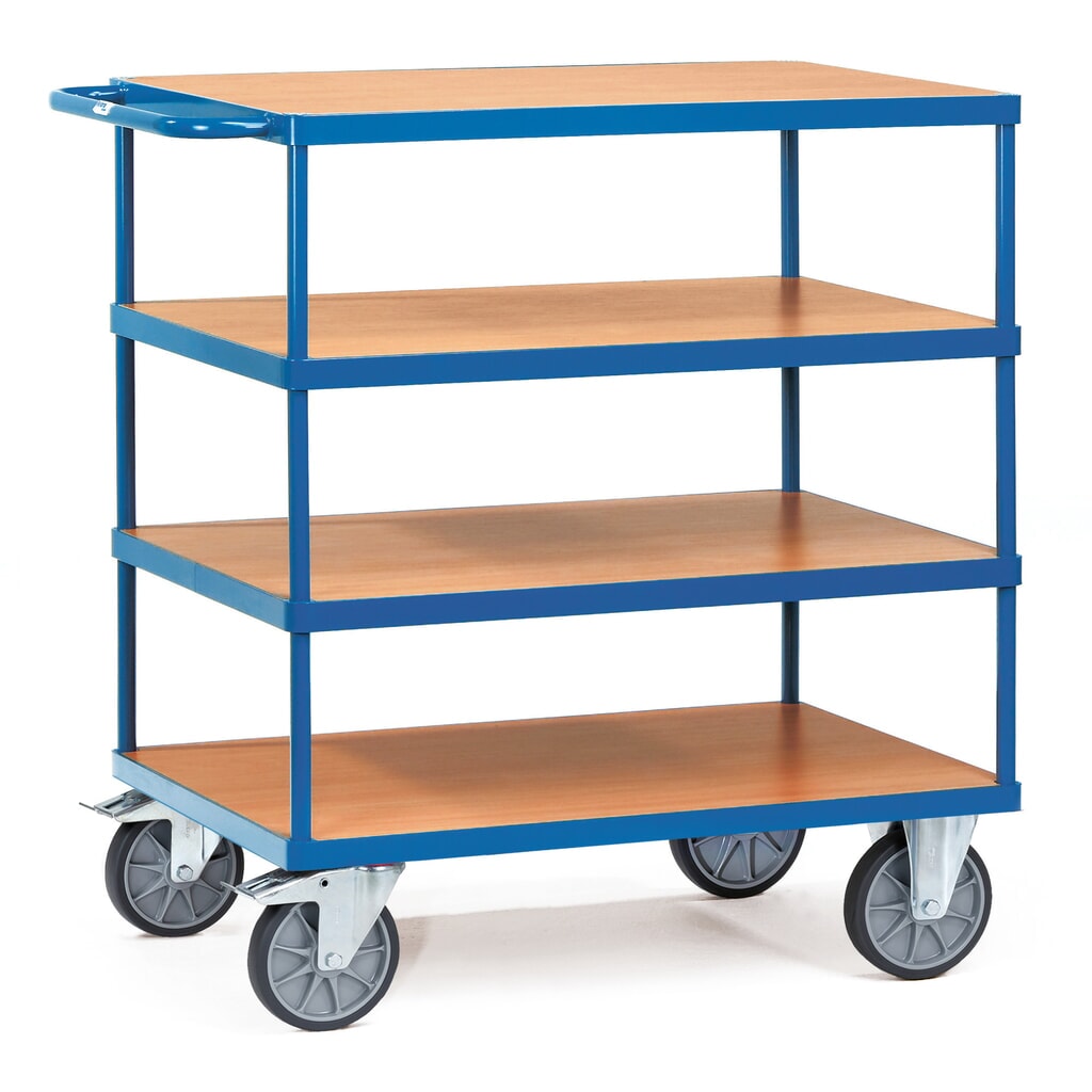 fetra® Servante et chariot de montage lourd, 4 plateaux de 800 x 1 200 mm Illustration du produit: fetra® Servante et chariot de montage lourd, 4 plateaux de 800 x 1 200 mm