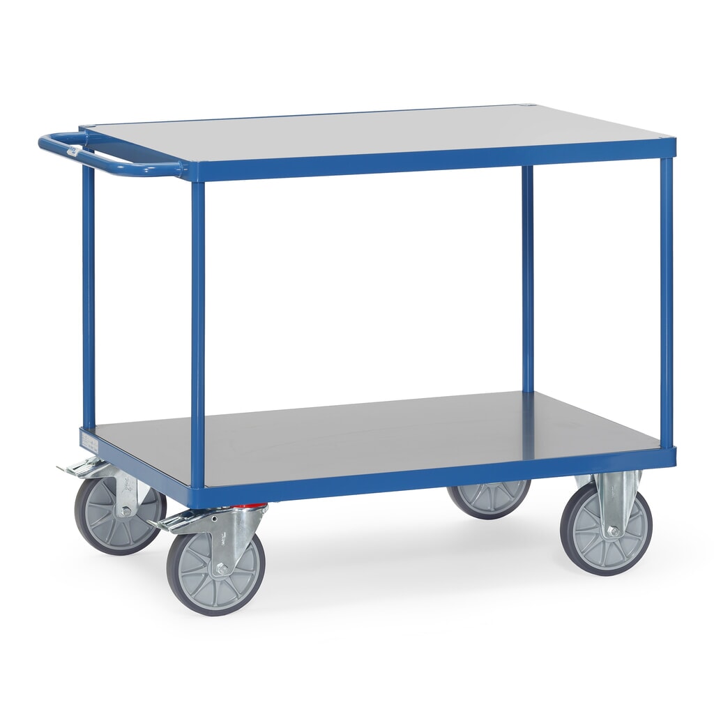 fetra® Servante et chariot de montage, version lourde, surface de chargement résistante aux intempéries, 2 plateaux à 600 x 1 000 mm, bleu brillant Illustration du produit: fetra® Servante et chariot de montage, version lourde, surface de chargement résistante aux intempéries, 2 plateaux à 600 x 1 000 mm, bleu brillant