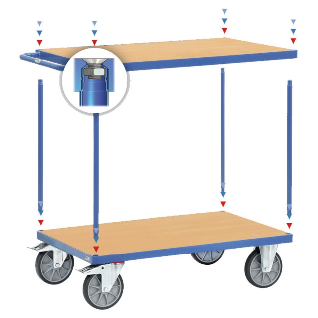 fetra® Servante et chariot de montage lourd, 2 plateaux de 700 x 1 000 mm N° de l'image du produit 4 : fetra® Servante et chariot de montage lourd, 2 plateaux de 700 x 1 000 mm