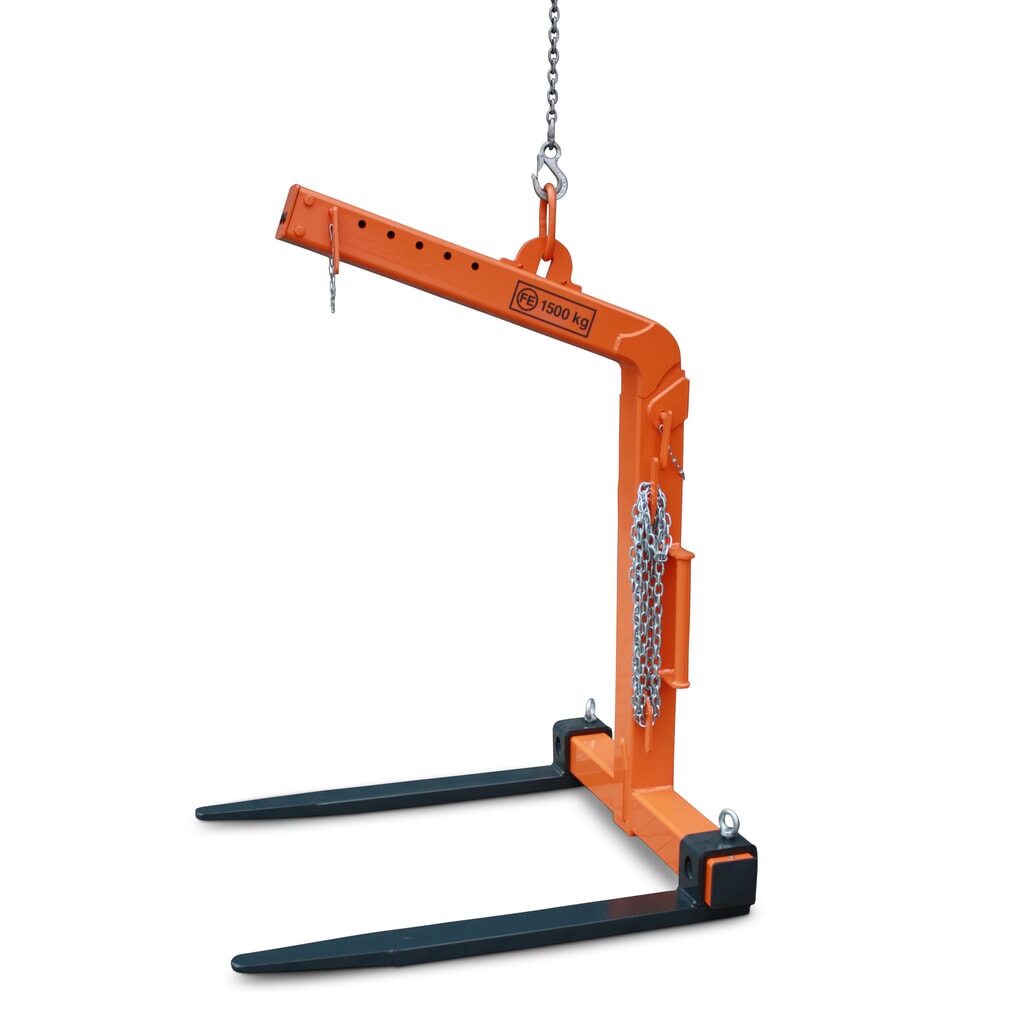 N° de l'image du produit 1 : Fourche pour grue avec compensation de poids automatique, dents en acier profilé, capacité de charge 1 500 kg