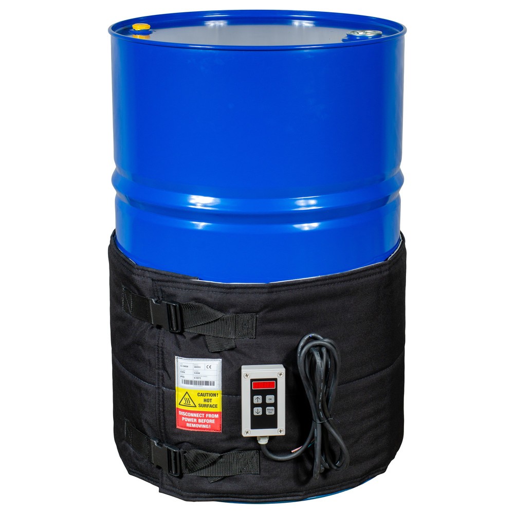 Numéro de l'image du produit 1: Gaine chauffante pour fûts Kuhlmann avec régulateur numérique, 200-220 l, 0-90 ºC, 230 V, 530 W, L x H 1 990 x 450 mm