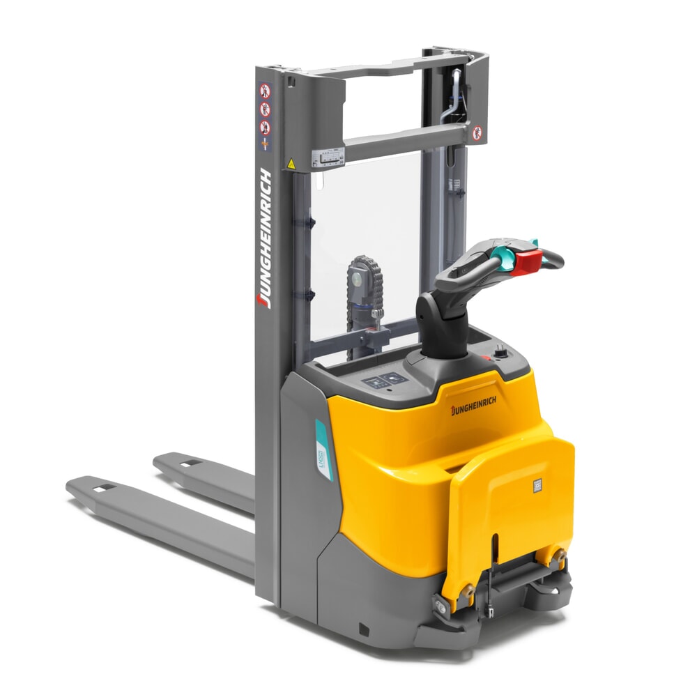 N° de l'image du produit 7 : Gerbeur électrique Jungheinrich ERC 110i DZ avec plateforme de conduite, mât télescopique triple, hauteur de levage 4 300 mm, capacité de charge 1 000 kg, hydraulique proportionnelle