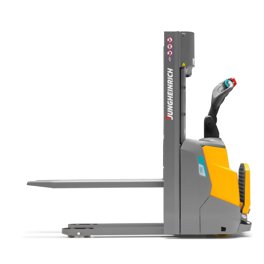 N° de l'image du produit 9 : Gerbeur électrique Jungheinrich ERC 110i ZT avec plateforme de conduite, mât télescopique double, hauteur de levage 2 300 mm, capacité de charge 1 000 kg, hydraulique proportionnelle