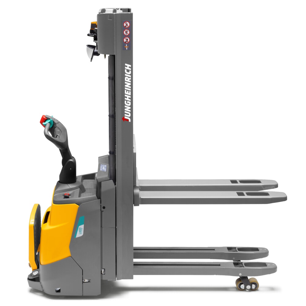 N° de l'image du produit 2 : Gerbeur électrique Jungheinrich ERC 112zi ZT avec plateforme de conduite, mât télescopique double, hauteur de levage 2 500 mm, capacité de charge 1 200 kg, hydraulique proportionnelle, fonction à double niveau