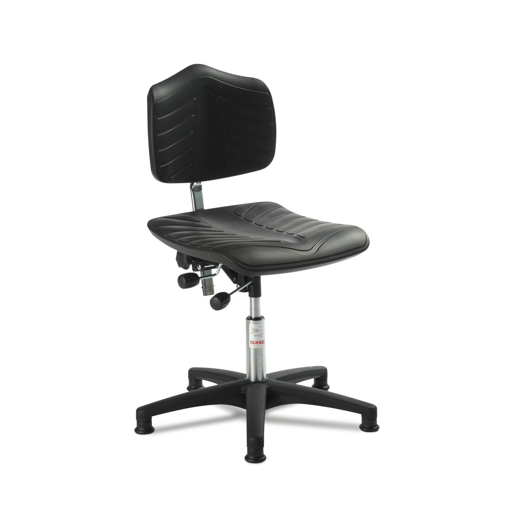 Numéro de l'image du produit 1: Global Stole A/S Chaise de travail pivotante Premium, assise en PU ultra douce, hauteur d’assise comprise entre 570 et 760 mm, patins, base plastique