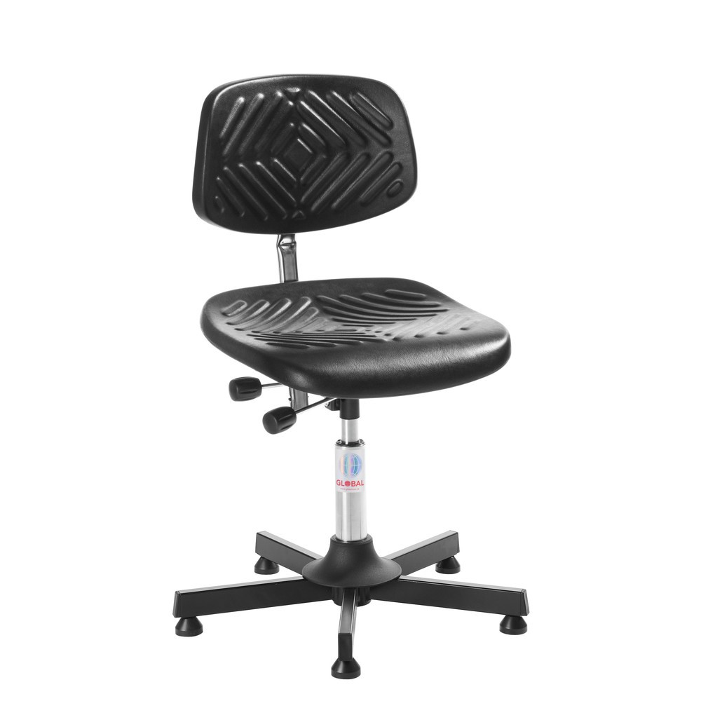 Numéro de l'image du produit 1: Global Stole A/S Chaise de travail pivotante Prestige, assise en PU renforcée, hauteur d’assise comprise entre 610 et 800 mm, patins, base acier