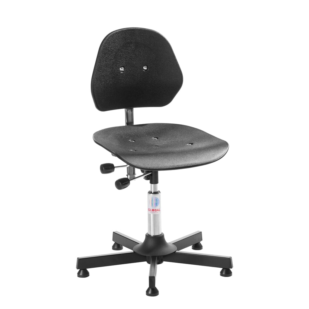 N° de l'image du produit 1 : Global Stole A/S Chaise de travail pivotante Solid, hauteur d’assise comprise entre 520 et 650 mm, patins, base acier
