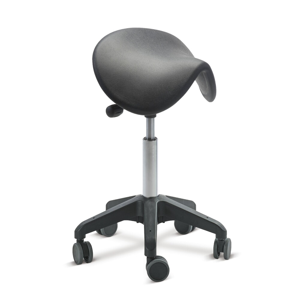 Global Stole A/S Tabouret Ergonomic, assise selle en PU, hauteur d’assise comprise entre 480 et 550 mm, roulettes, noir Illustration du produit: Global Stole A/S Tabouret Ergonomic, assise selle en PU, hauteur d’assise comprise entre 480 et 550 mm, roulettes, noir