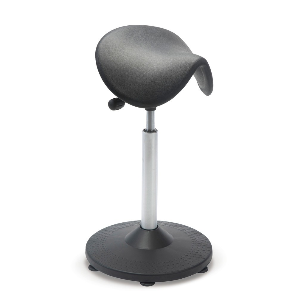Numéro de l'image du produit 1: Global Stole A/S Tabouret Ergonomic, assise selle en PU, hauteur d’assise comprise entre 620 et 800 mm, réglage de l’inclinaison de l’assise, pied trompette, patins, noir