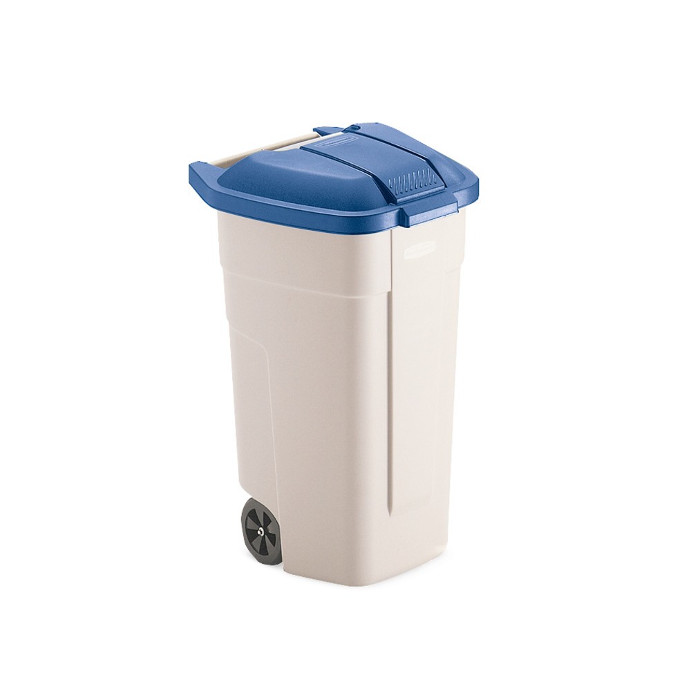 Numéro de l'image du produit 2: Poubelle grande contenance Rubbermaid®, 100 litres, avec roulettes, couvercle bleu