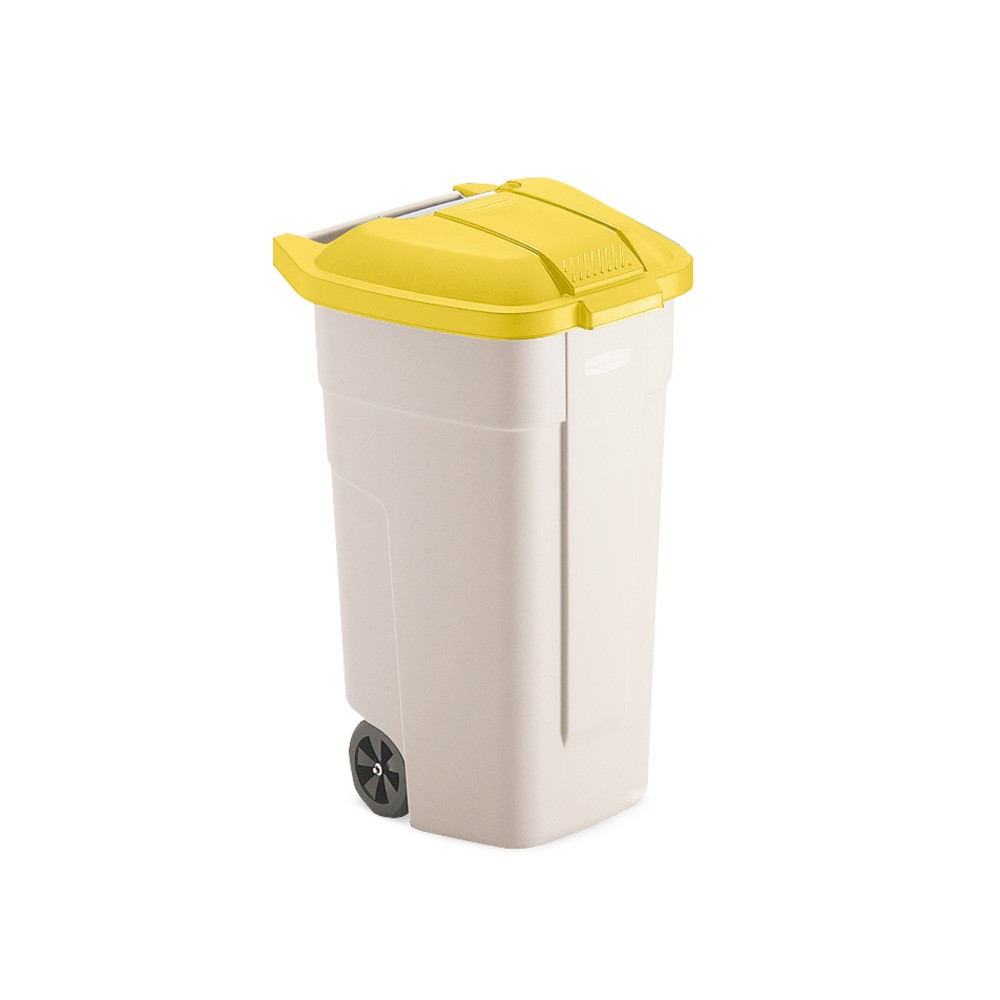 Numéro de l'image du produit 2: Poubelle grande contenance Rubbermaid®, 100 litres, avec roulettes, couvercle jaune