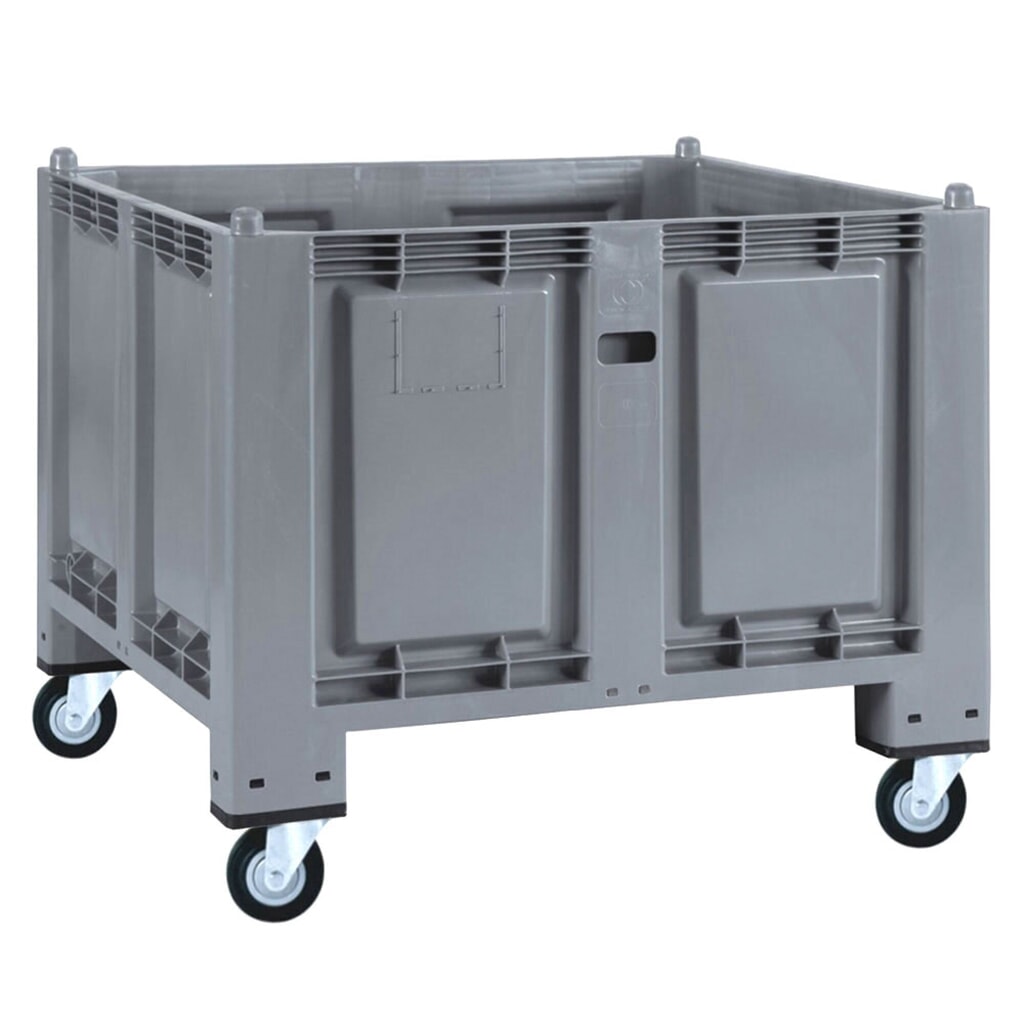 Grands conteneurs en polypropylène, 550 litres, avec galets, gris Illustration du produit: Grands conteneurs en polypropylène, 550 litres, avec galets, gris