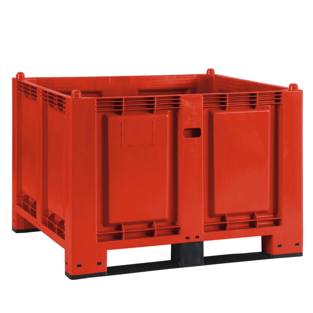 Grands conteneurs en polypropylène, 550 litres, avec traverses, rouge Illustration du produit: Grands conteneurs en polypropylène, 550 litres, avec traverses, rouge