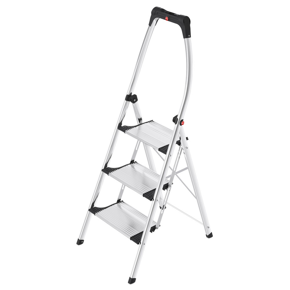N° de l'image du produit 1 : Escabeau pliant Hailo, hauteur de plate-forme 730 mm, marches dont 3 plate-forme, aluminium avec striage anti-dérapant