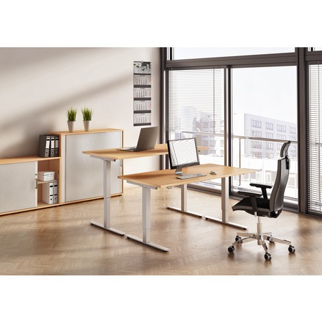 N° de l'image du produit 12 : Hammerbacher bureau, réglable en hauteur, l x P 1&nbsp;600 x 800 mm, blanc