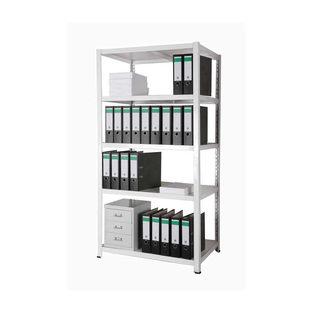 Numéro de l'image du produit 1: HEMMDAL Étagère à dossiers, système enfichable, HxlxP 1 800 x 900 x 600 mm, 5 tablettes HDF, charge par tablette 150 kg, 110 classeurs max., blanc.