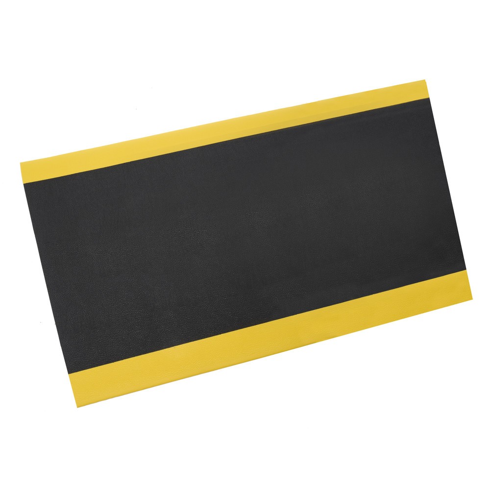 Numéro de l'image du produit 1: Tapis anti-fatigue HEMMDAL ErgoSoft Classic, texturé, monocouche, LxL 900 mm x 18 m, noir/jaune