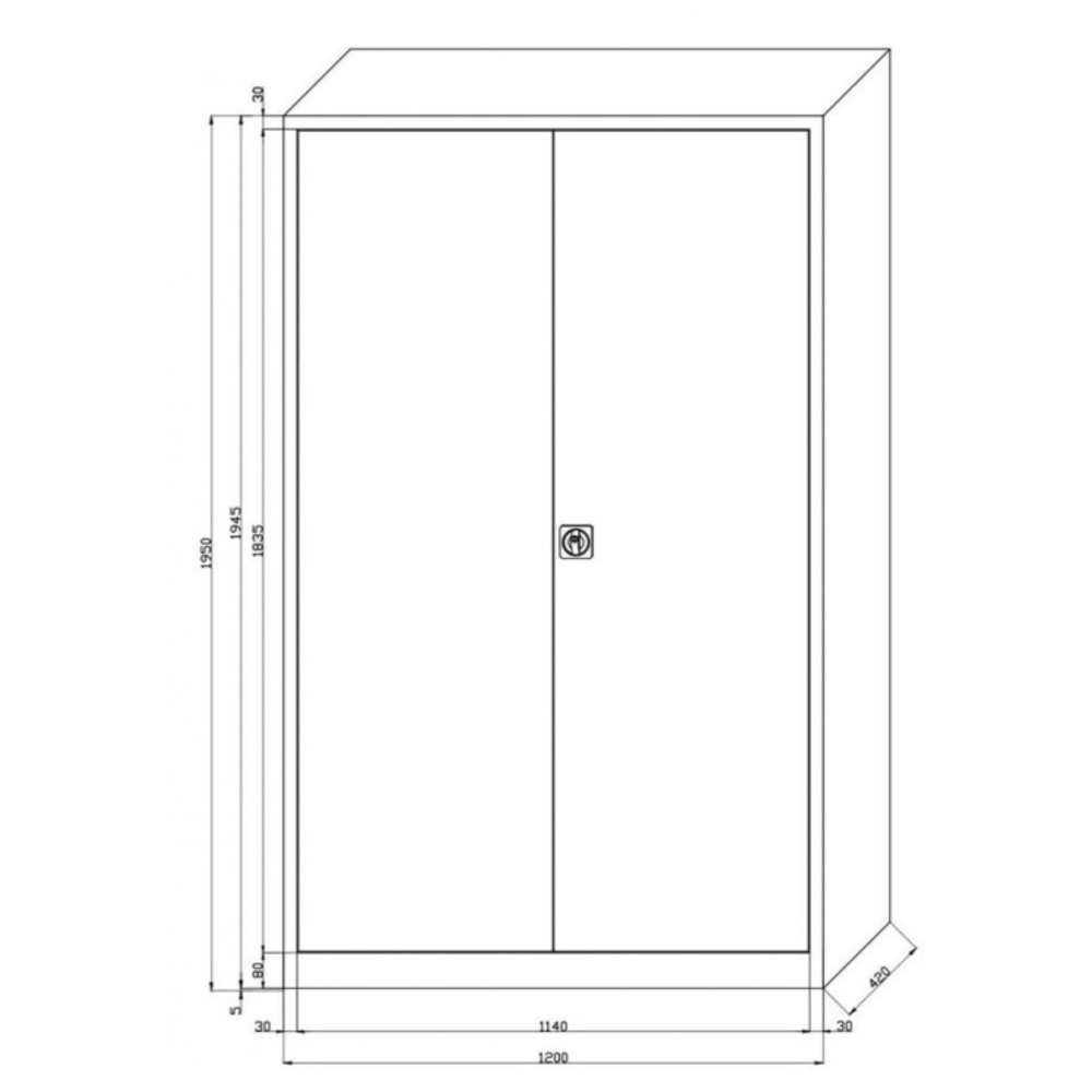 Numéro de l'image du produit 2: HEMMDAL Armoire à portes battantes HF-ST, 5 HC, HxlxP 1 950 x 1 200 x 420mm, tablettes revêtues par poudrage, gris clair / bleu gentiane