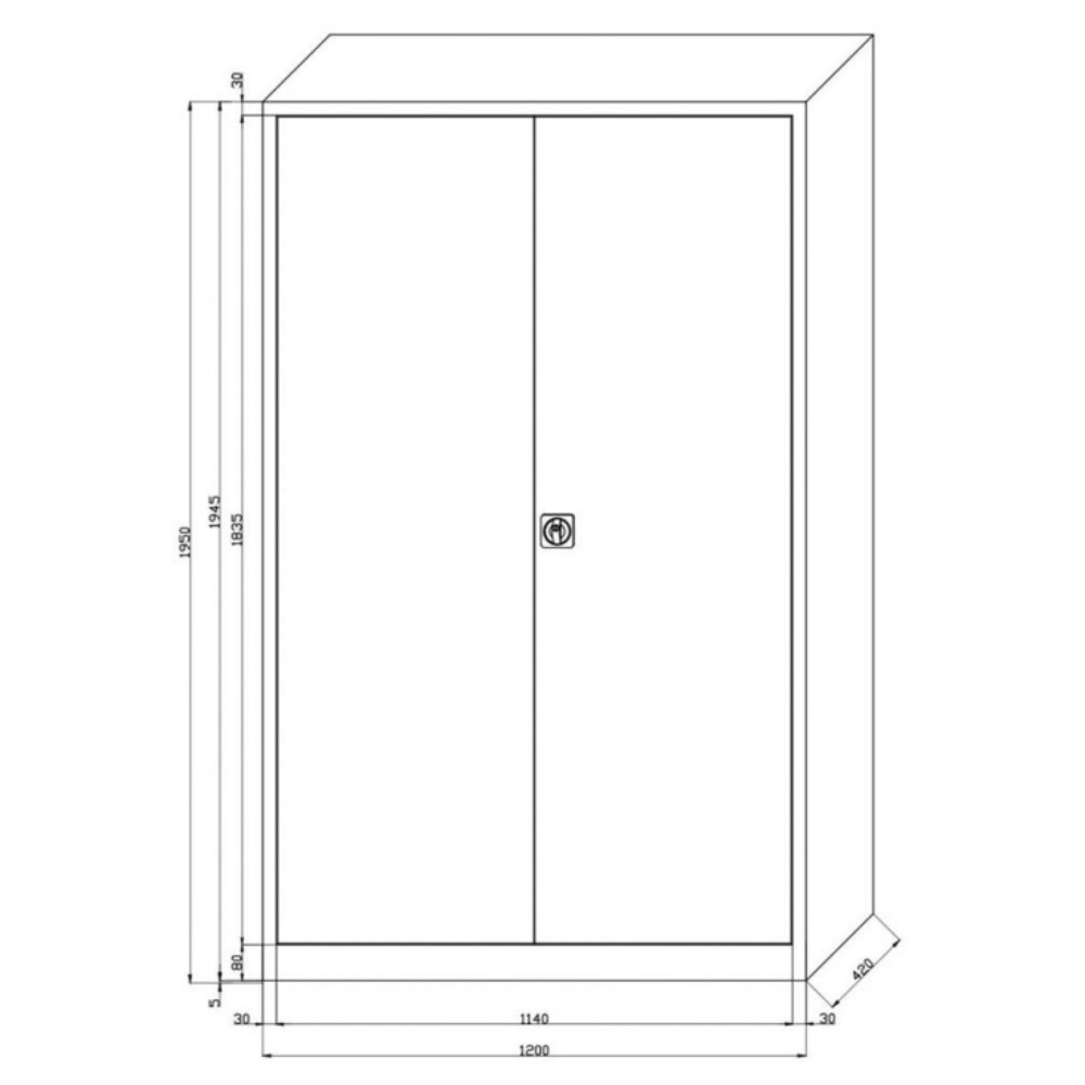 Numéro de l'image du produit 2: HEMMDAL Armoire à portes battantes HF-ST, 5 HC, HxlxP 1 950 x 1 200 x 420 mm, tablettes revêtues par poudrage, gris clair