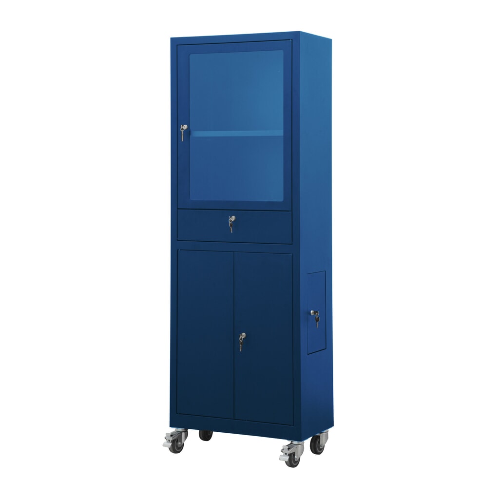 N° de l'image du produit 1 : HEMMDAL Armoire informatique mobile HCS-1, HxlxP 1 750 x 650 x 550 mm, bleu gentiane