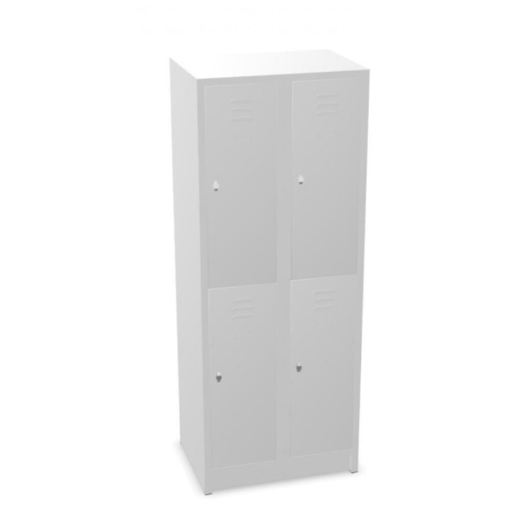 N° de l'image du produit 1 : HEMMDAL Armoire-penderie avec banc HG-SB-2, fermeture à pêne tournant, 2 niveaux, 4 casiers, HxlxP 1 800 x 600 x 500 mm, gris clair
