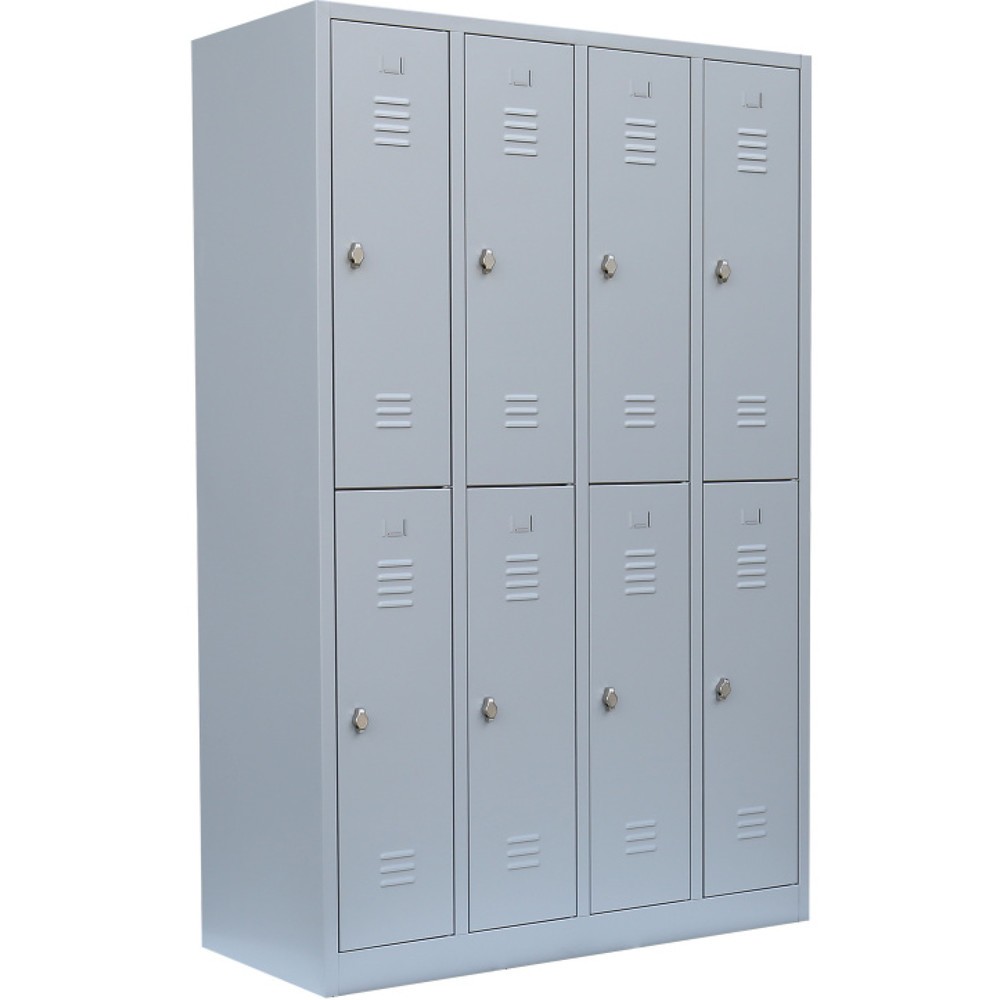 Numéro de l'image du produit 4: HEMMDAL Armoire-penderie avec socle HG-S-1, fermeture à pêne tournant, 2 étages, 8 casiers, gris clair