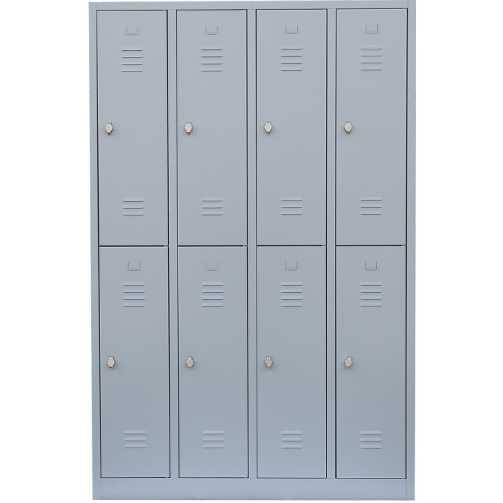 Numéro de l'image du produit 1: HEMMDAL Armoire-penderie avec socle HG-S-1, fermeture à pêne tournant, 2 étages, 8 casiers, gris clair