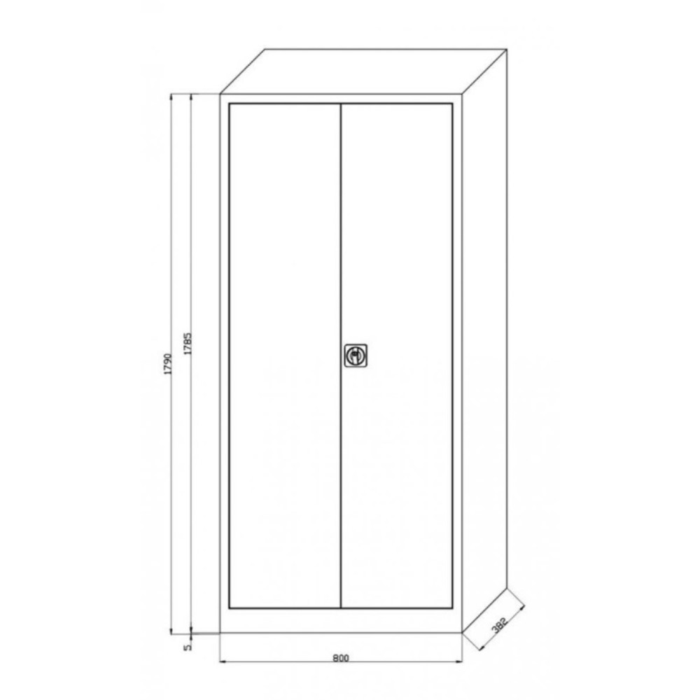 Numéro de l'image du produit 3: HEMMDAL Armoire universelle HUS-1, serrure à cylindre à pêne tournant, 4,5 HC, HxlxP 1 800 x 800 x 380 mm, tablettes galvanisées, gris clair / bleu gentiane