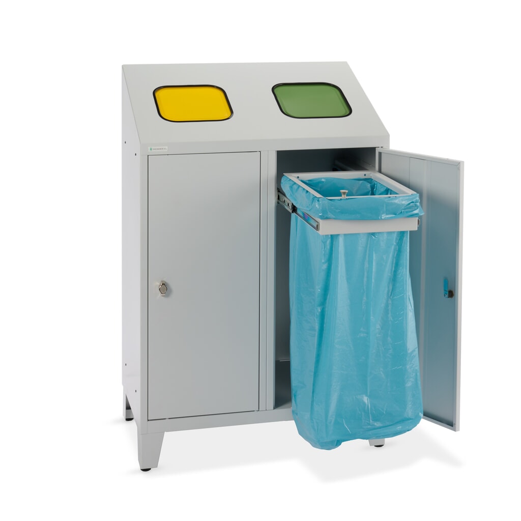 HEMMDAL Collecteur de déchets de recyclage Duo, avec 2 supports de sac, 120 litres chacun N° de l'image du produit 7 : HEMMDAL Collecteur de déchets de recyclage Duo, avec 2 supports de sac, 120 litres chacun