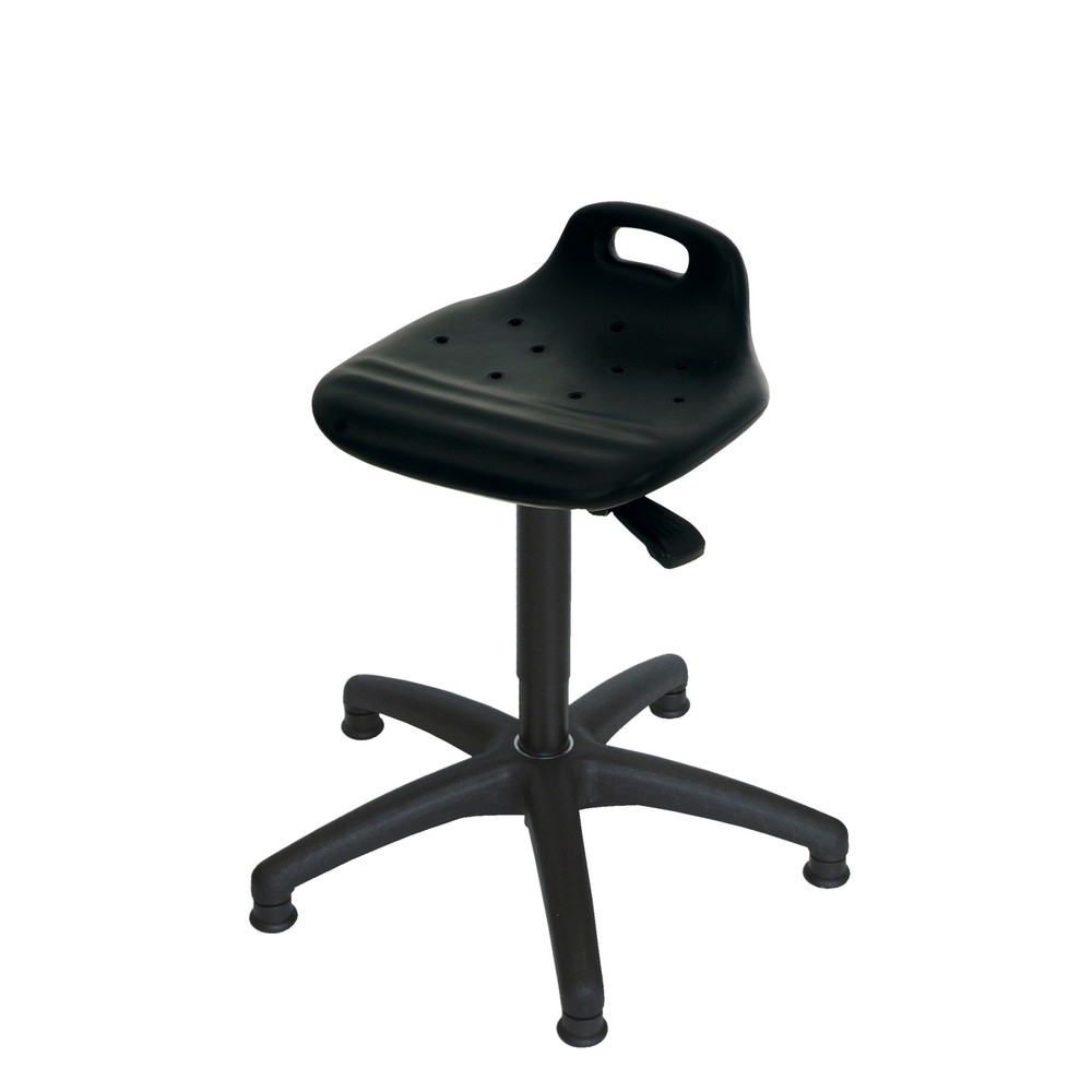 Illustration du produit: Tabouret pivotant HEMMDAL, siège en PU avec dossier + poignée, hauteur d'assise 430-620 mm, patins