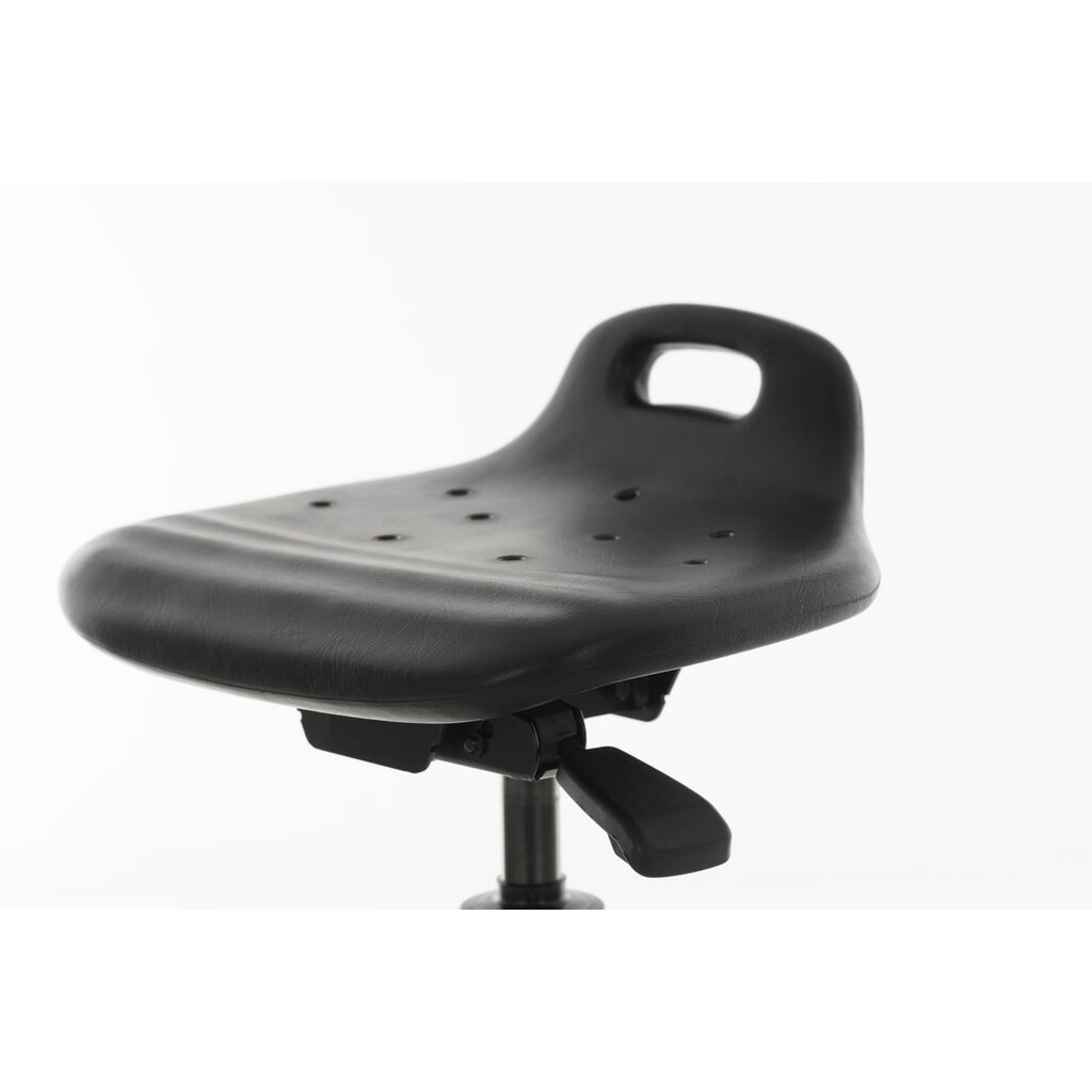 Tabouret pivotant HEMMDAL, siège en PU avec dossier + poignée, hauteur d'assise 430-620 mm, patins N° de l'image du produit 3 : Tabouret pivotant HEMMDAL, siège en PU avec dossier + poignée, hauteur d'assise 430-620 mm, patins