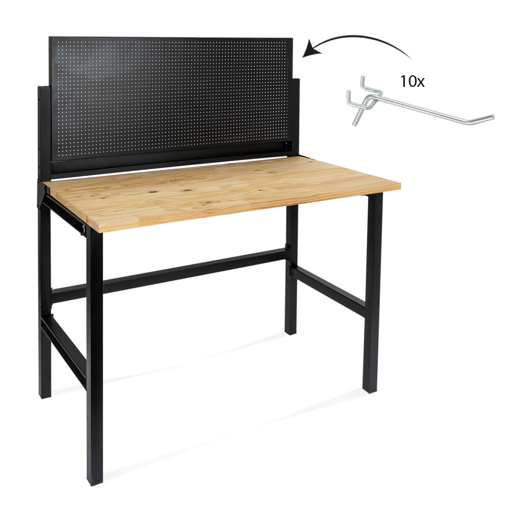 HEMMDAL Établi, pliable, capacité de charge 150 kg, paroi perforée avec 10 crochets N° de l'image du produit 2 : HEMMDAL Établi, pliable, capacité de charge 150 kg, paroi perforée avec 10 crochets