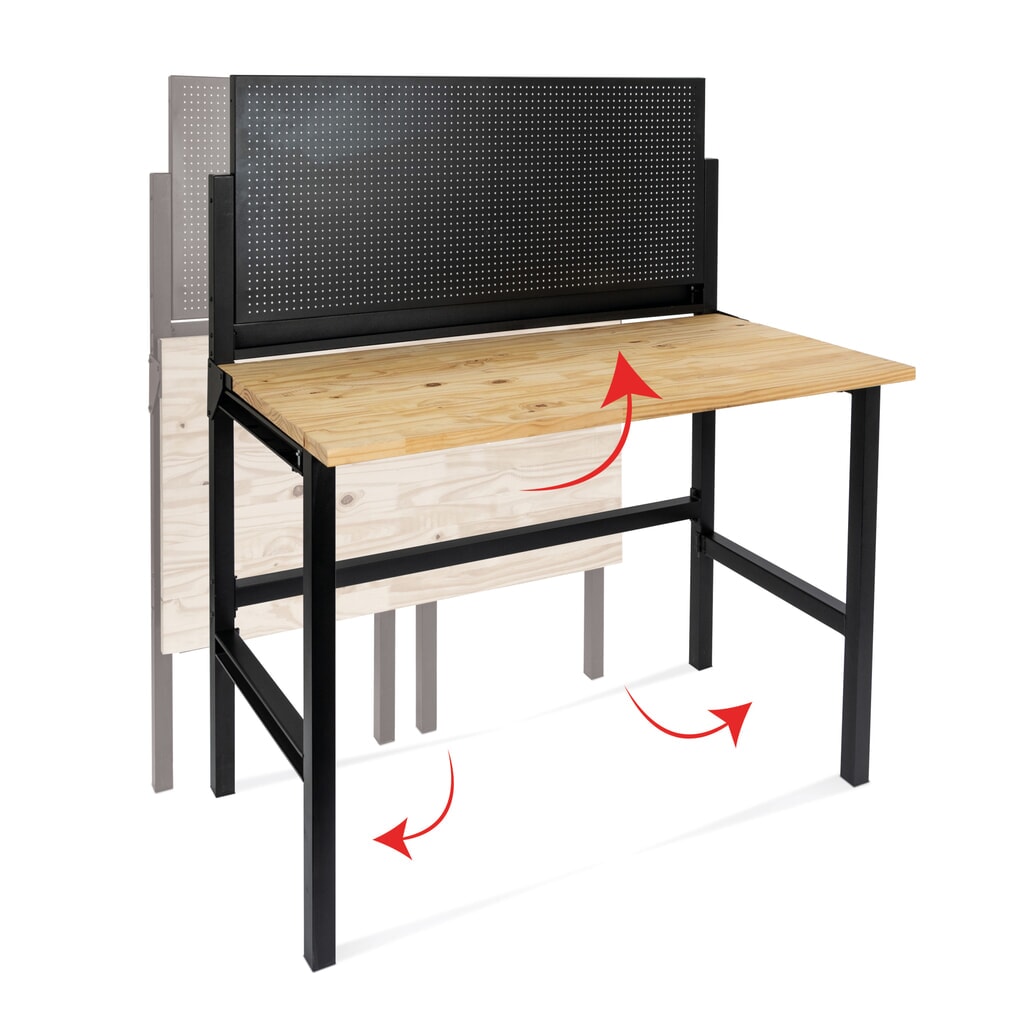 HEMMDAL Établi, pliable, capacité de charge 150 kg, paroi perforée avec 10 crochets N° de l'image du produit 3 : HEMMDAL Établi, pliable, capacité de charge 150 kg, paroi perforée avec 10 crochets