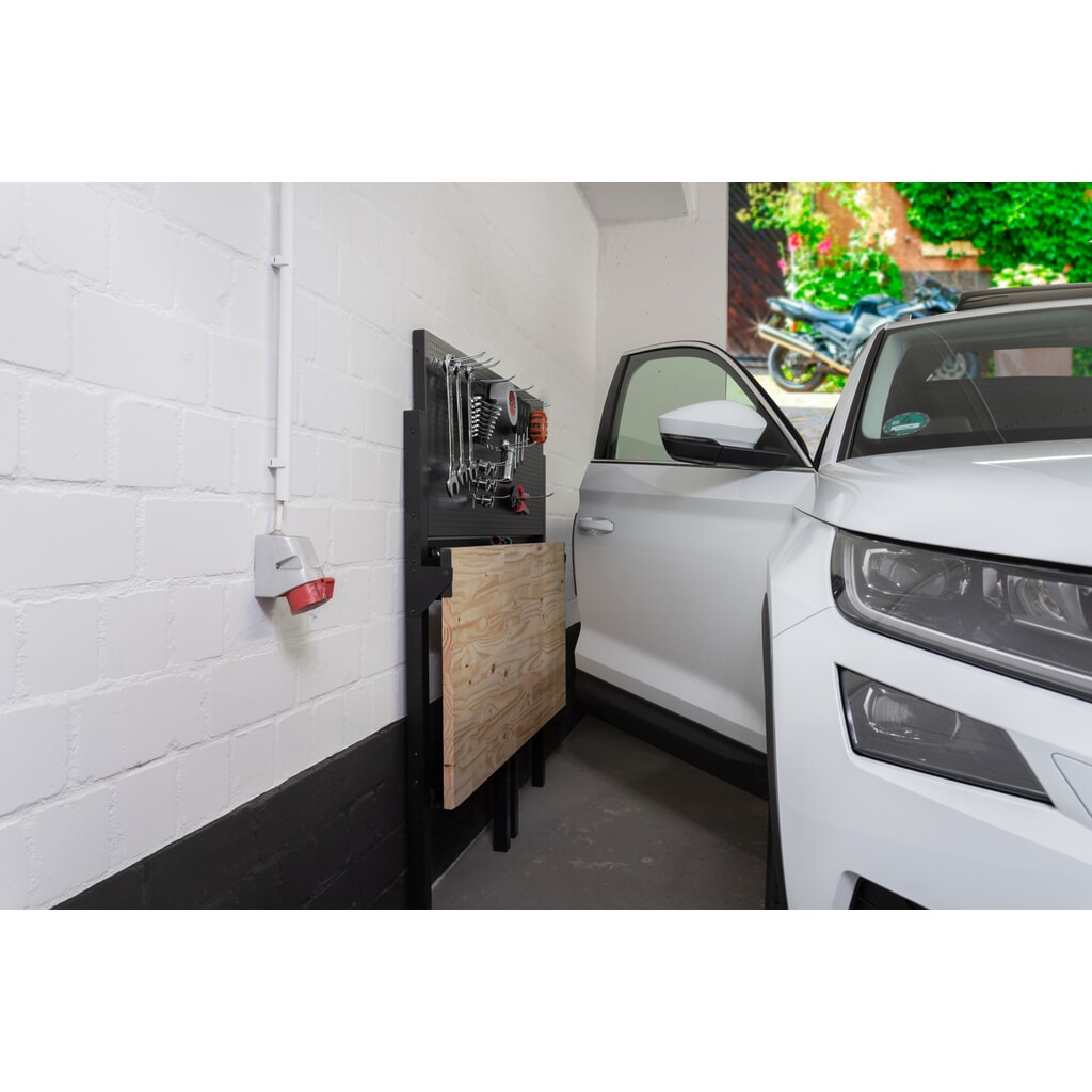 N° de l'image du produit 11 : HEMMDAL Établi, pliable, capacité de charge 150 kg, paroi perforée avec 10 crochets