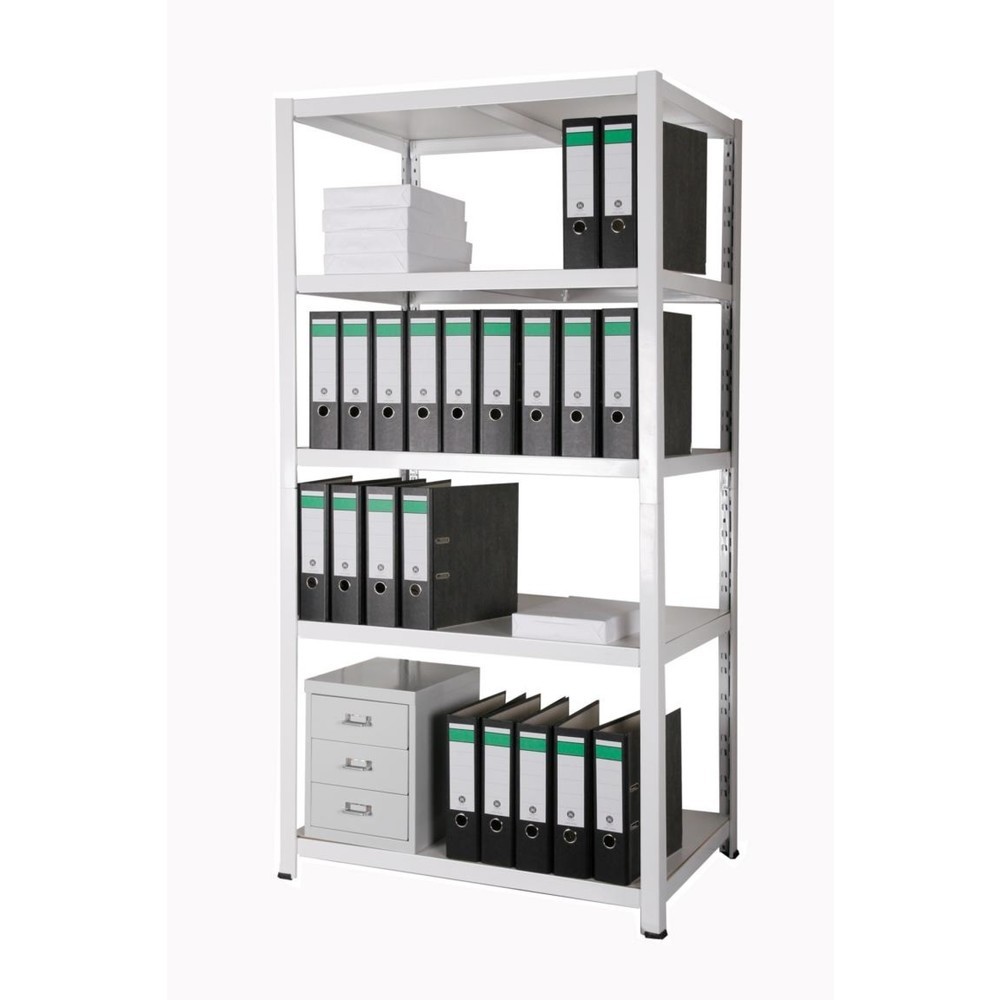 Numéro de l'image du produit 5: HEMMDAL Étagère à dossiers, système enfichable, HxlxP 1 800 x 900 x 600 mm, 5 tablettes HDF, charge par tablette 150 kg, 110 classeurs max., blanc.