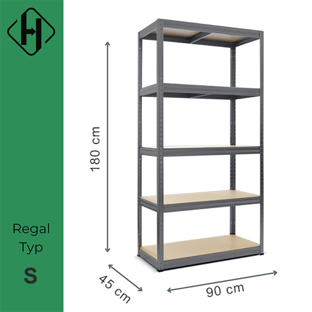 Numéro de l'image du produit 2: HEMMDAL Rayonnage pour charges lourdes Type S, gris graphite – 180 x 90 x 45 cm – jusqu'à 750 kg